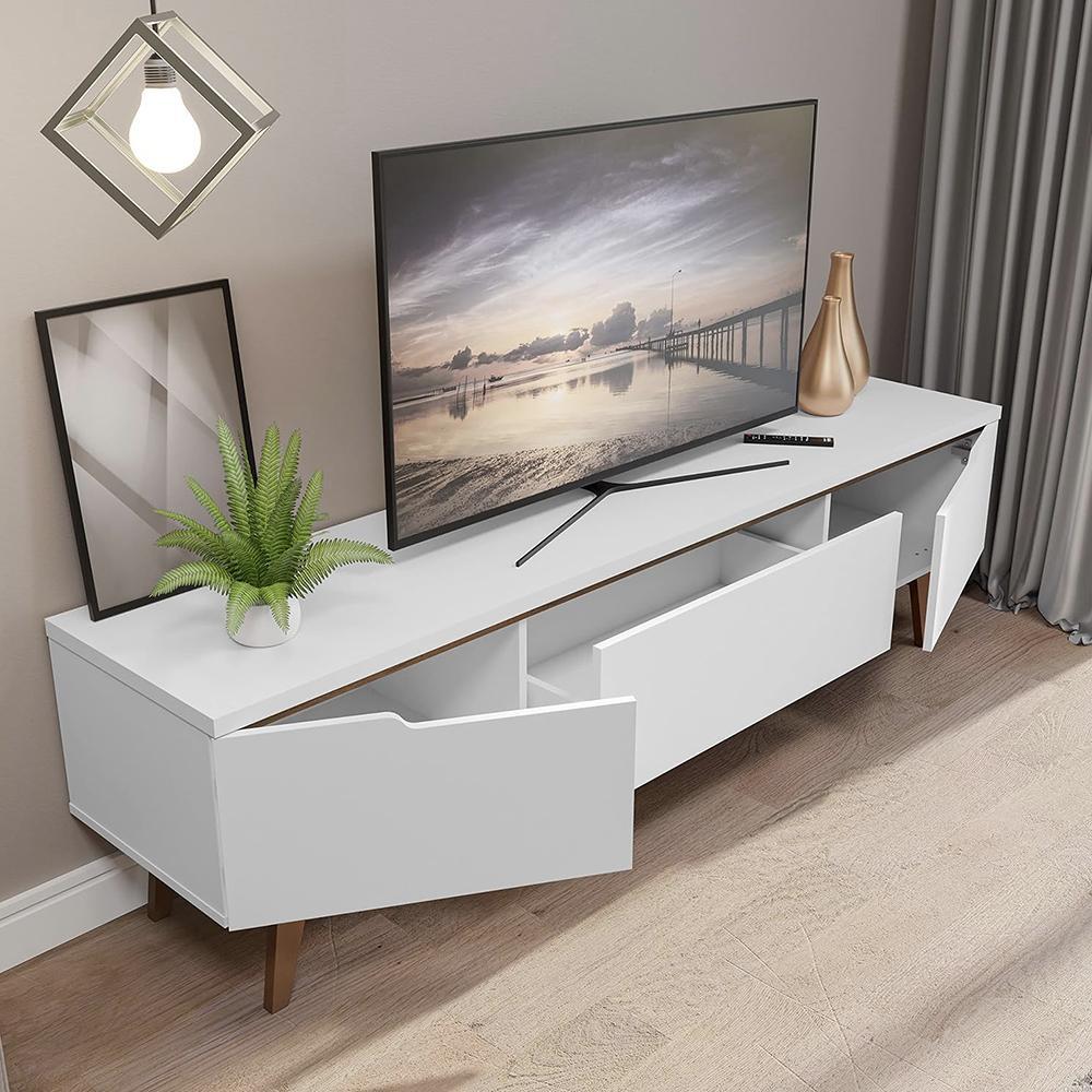 MADESA TV Stand with 2 Doors 1 Drawer, for TVs up to 75 Inches and Wooden – Image 4